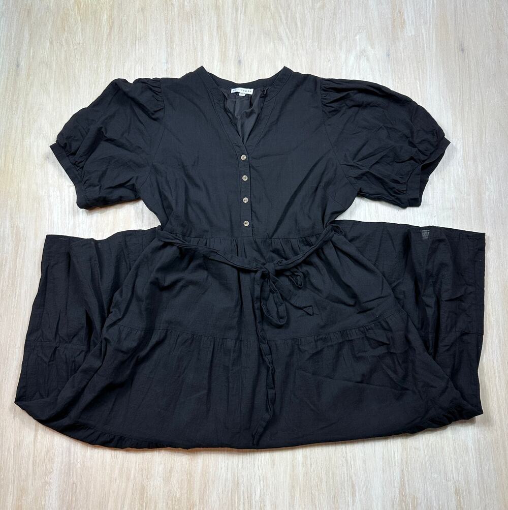 Baltic Born Black Maxi Dress 1XL Puff Sleeve Tiered Cottagecore Romantic Praire - Picture 1 of 13